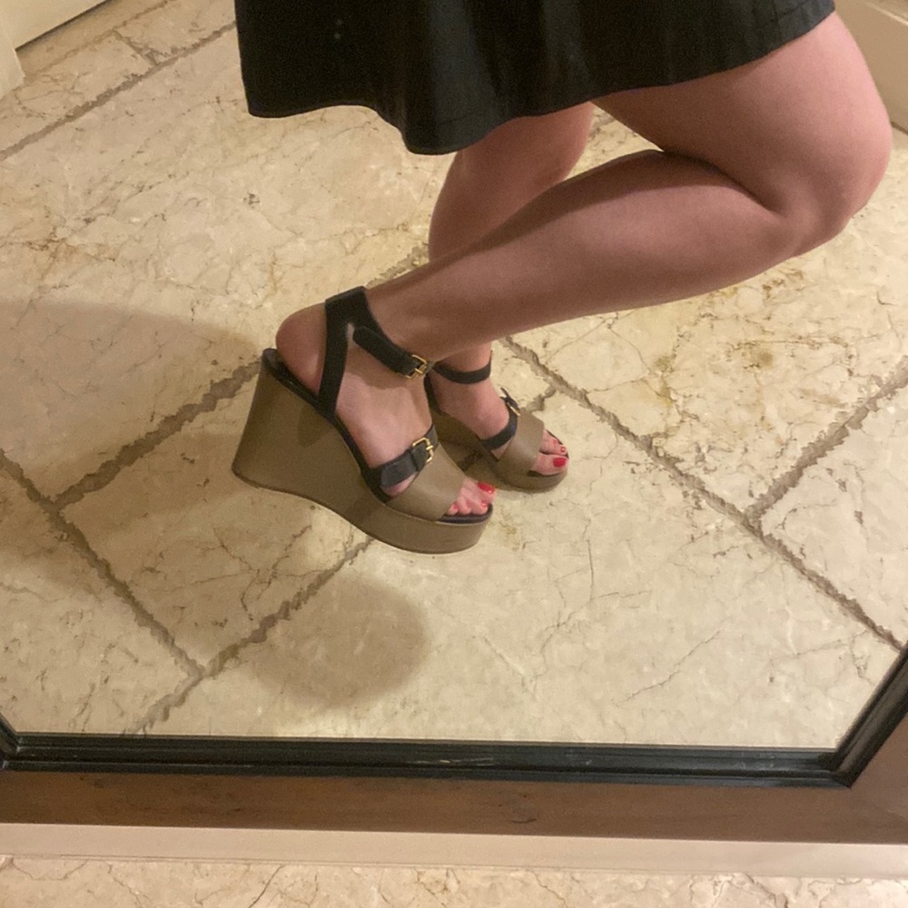Chloe Wedge two tone sandals